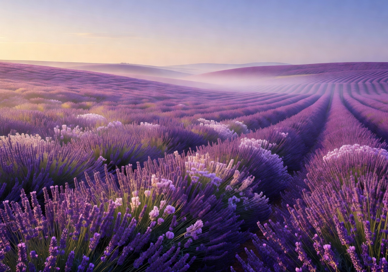 Dreamy Violet Lavender Fields Scenic